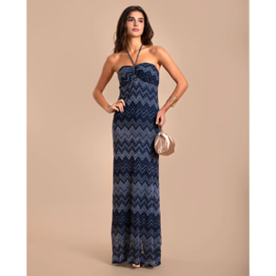 Vestido midi estampado con escote halter regulable