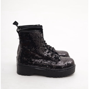 ANFIBIO 8 BUCHI PLATFORM PAILLETTES NERO