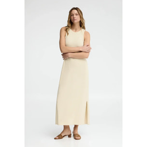 Vestido color crema de punto rustico con logo Polo Club