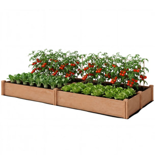 Carré potager bois 4 compartiments - 234x109x25cm - pré-huilé
