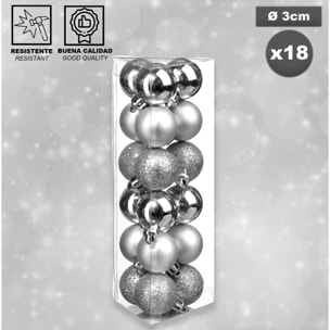 Bola de navidad 30mm x 18 plata.
