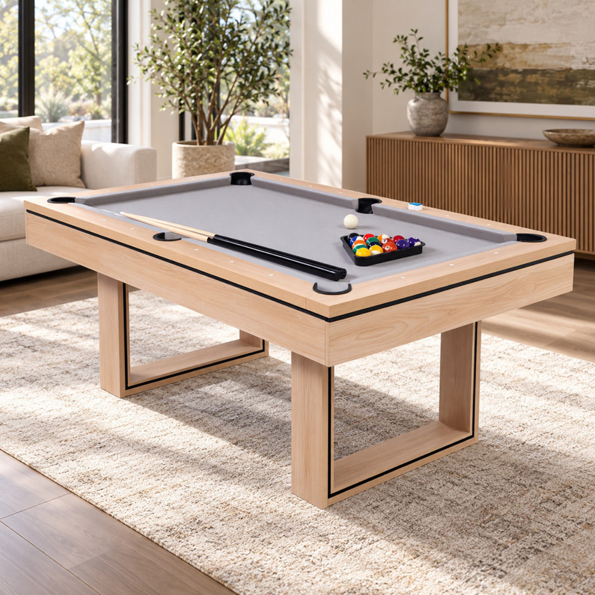 Table multi-jeux 3 en 1 billard et ping-pong en bois ARIES