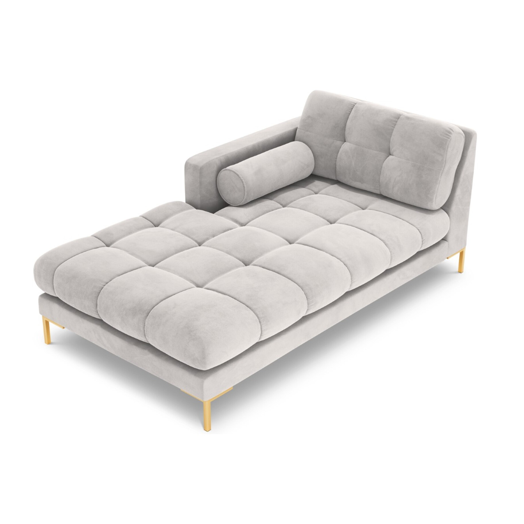 Méridienne gauche "Bali" en velours argent