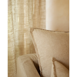 Sillón de algodón y lino desenfundable tono beige de 108x96cm Alto: 99 Largo: 108 Ancho: 96