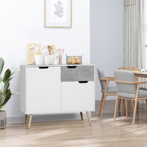 Aparador de Cocina Armario Buffet con 2 Puertas 1 Cajón Armario de Almacenaje para Salón Estudio Dormitorio Estilo Moderno 98x39x81,5 cm Blanco