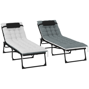 Lot de 2 bains de soleil pliables inclinables avec matelas grand confort