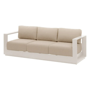 Canapé de jardin "Allure" avoine & beige zebrano 3 places en aluminium et polyester