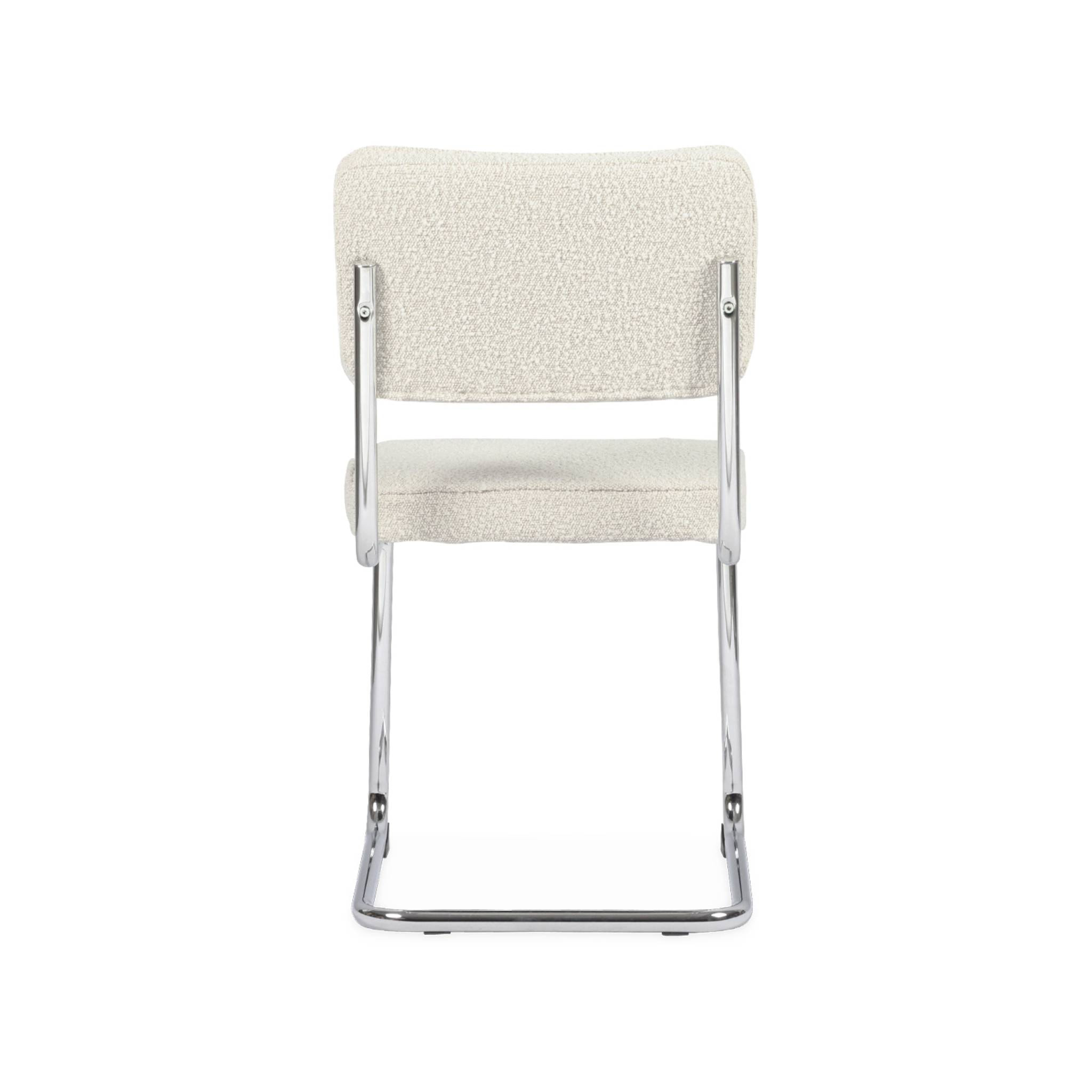 Lot de 2 chaises cantilever tissu bouclette texturée blanc cassé L46 x P54.5x H84.5cm