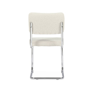 Lot de 2 chaises cantilever tissu bouclette texturée blanc cassé L46 x P54.5x H84.5cm