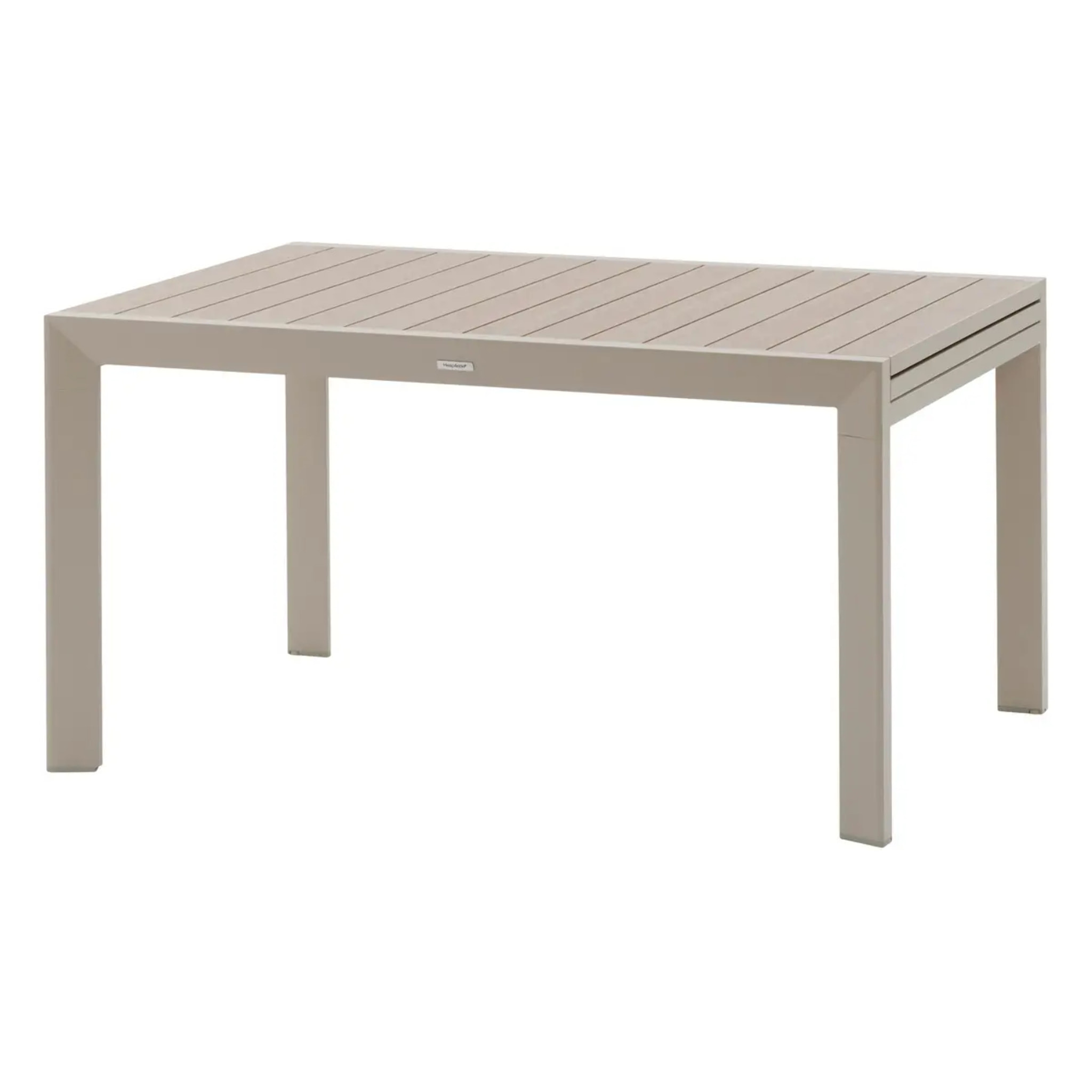Table de jardin extensible coulissante "Évasion" effet bois lin & argile 10 places  lates en aluminium