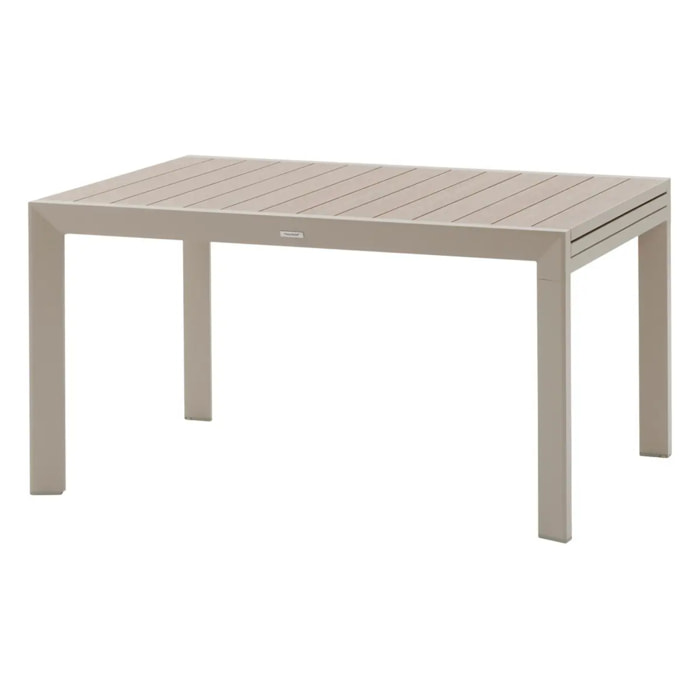Table de jardin extensible coulissante "Évasion" effet bois lin & argile 10 places  lates en aluminium