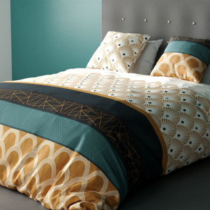 Parure housse de couette coton dore