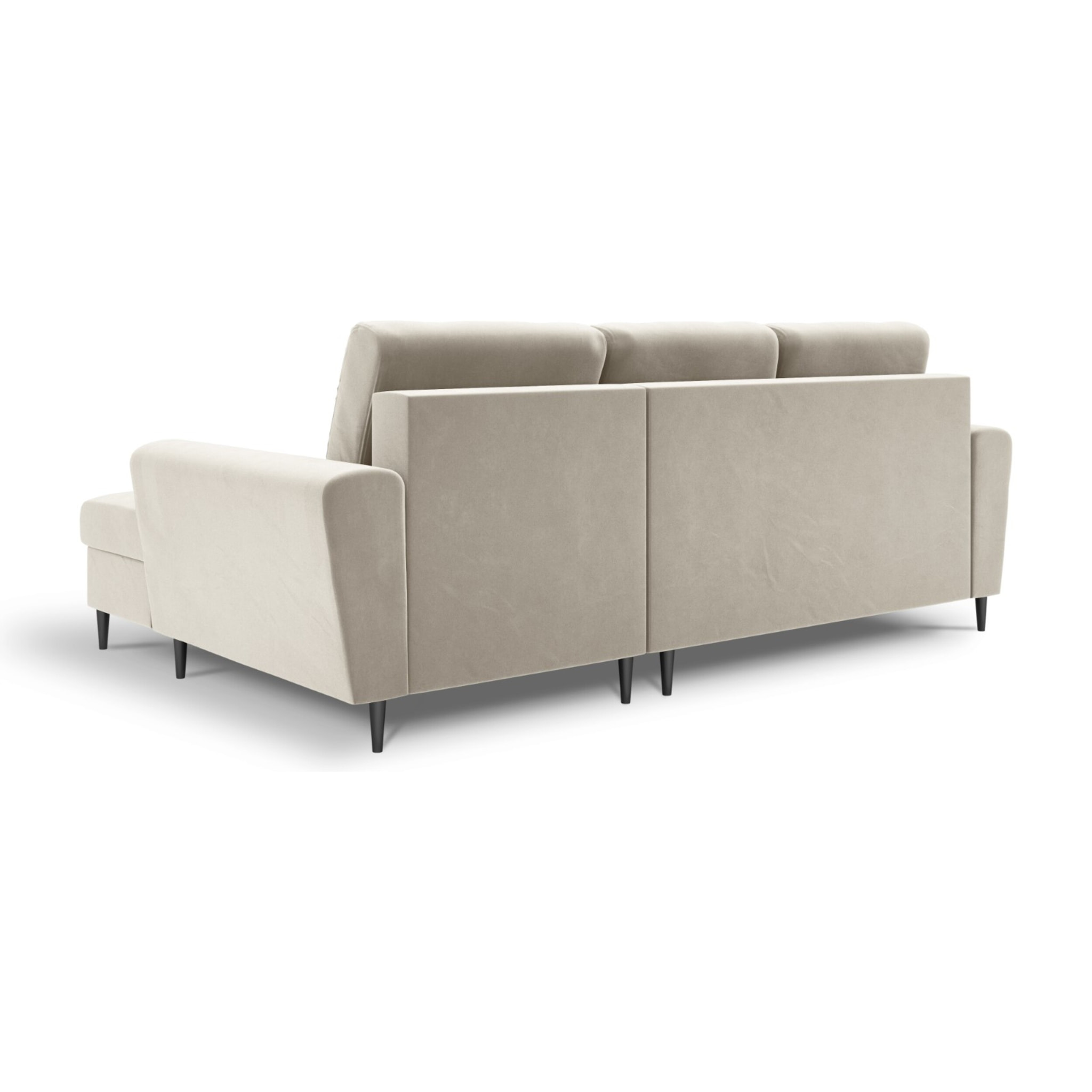 Canapé d'angle droit convertible avec coffre de rangement "Kyoto" 4 places en velours beige clair
