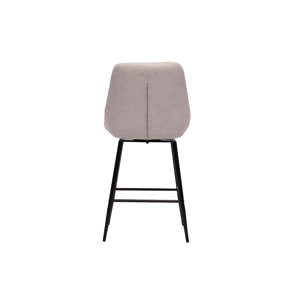 Tabourets de bar pivotants 360° en tissu effet velours texturé beige et métal H66 cm (lot de 2) ALESS