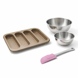 Set de 4 ustensiles de pâtisserie moule à gâteaux bols et spatule Zenker Mojave Gold