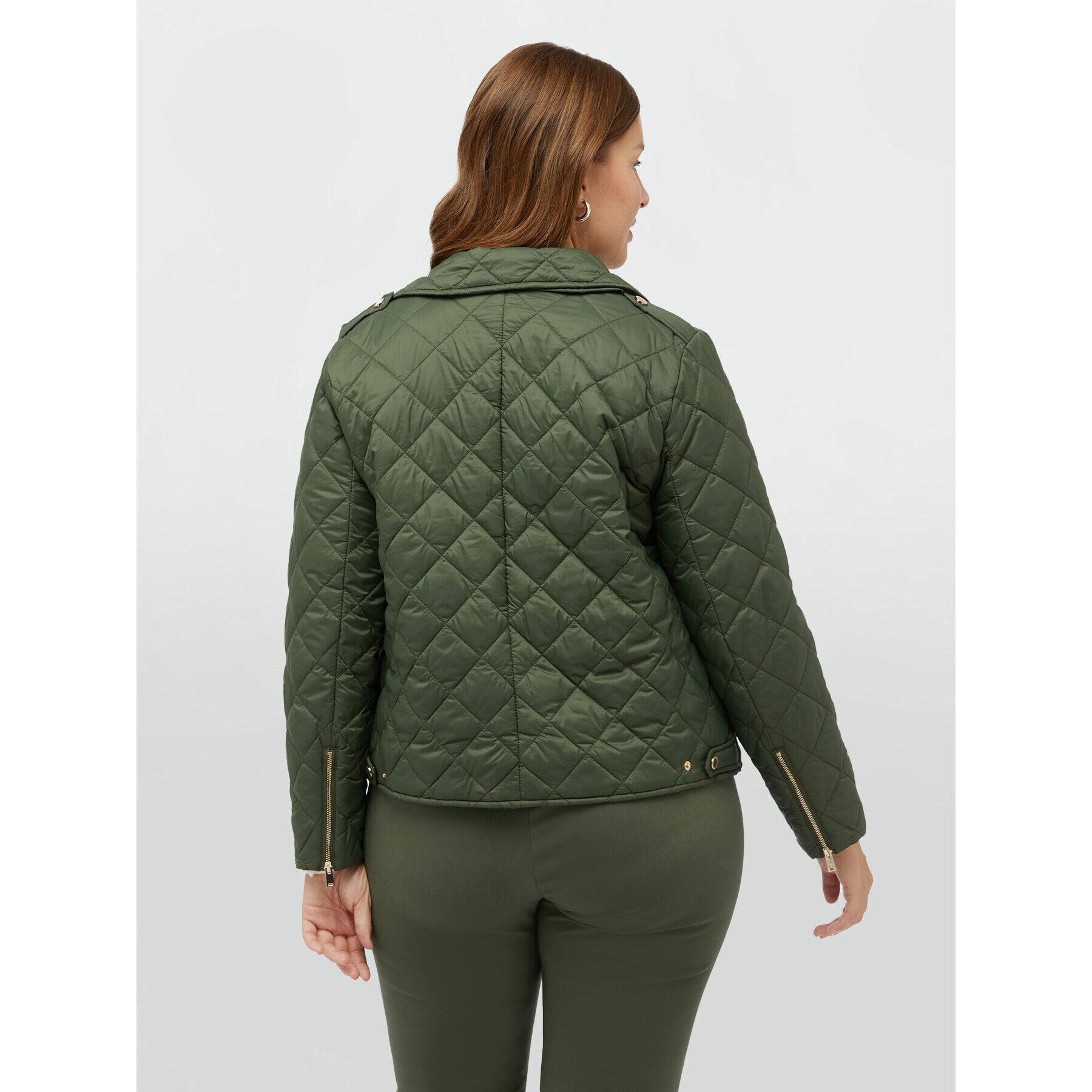 Fiorella Rubino - Piumino stile biker trapuntato - Verde