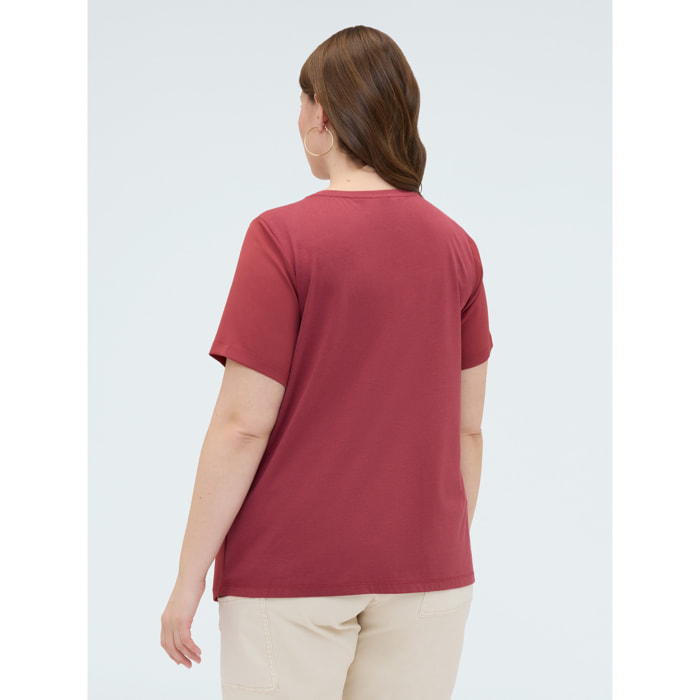 Fiorella Rubino - Camiseta bimatérica con detalle cartera - Rojo