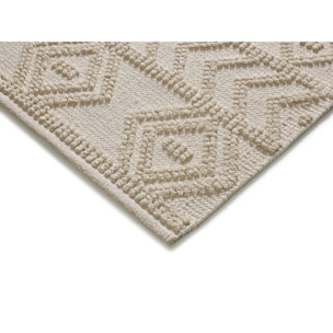 PAMUK Alfombra étnica algodón reciclado con relieve en crema, varias medidas disponibles