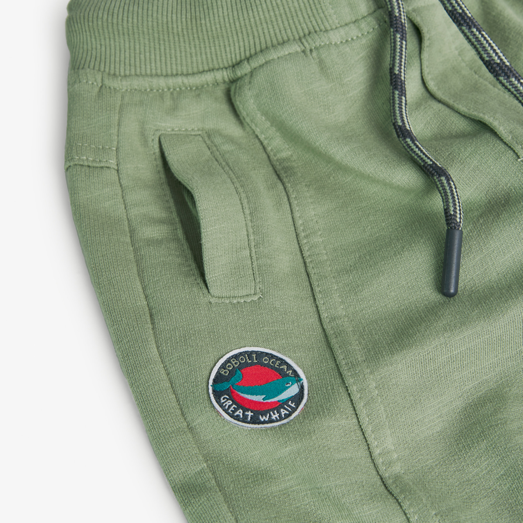 PantalÃ³n liso niÃ±o, felpa flamÃ©, verde militar