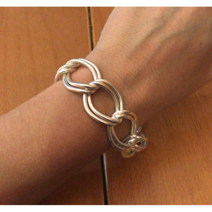 Pulsera cadena doble link dorado