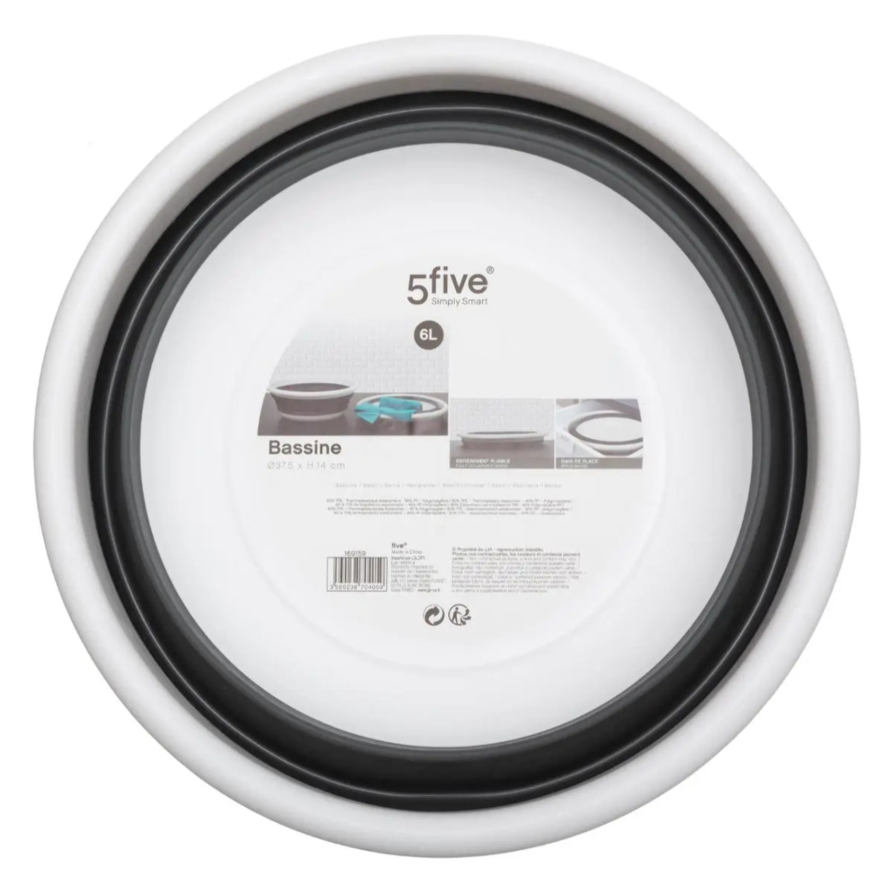 Bassine rétractable 8 L blanc gris clair
