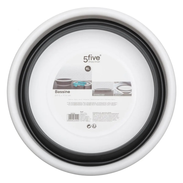 Bassine rétractable 8 L blanc gris clair