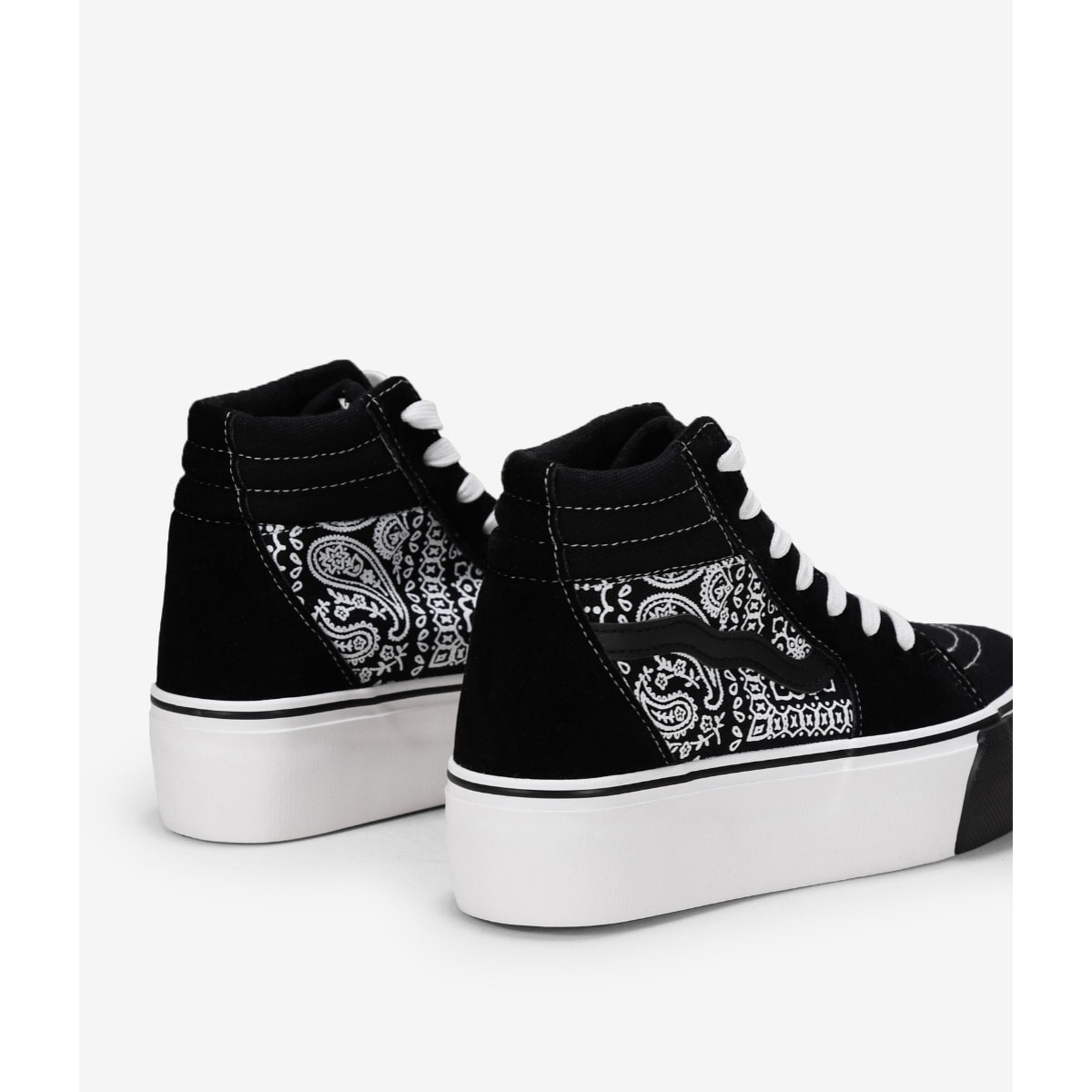 Zapatillas de tela altas negras con plataforma