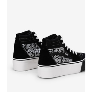 Zapatillas de tela altas negras con plataforma