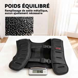 Gilet lesté veste lestée 8 Kg max. sangles réglables bandes réfléchissantes néoprène noir