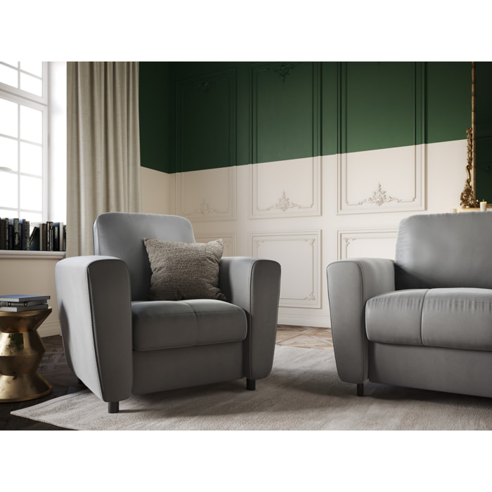 Fauteuil "Audra" en velours gris