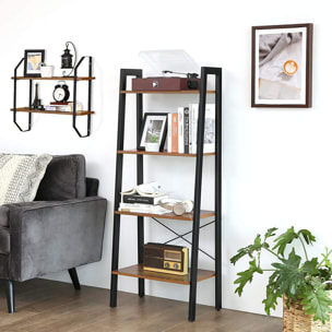 Libreria a scala industriale LLS44X in legno rustico e metallo