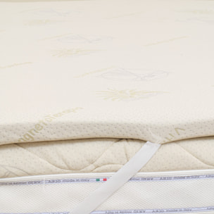 Topper memory foam alto 5 cm mod. SILVER SLEEP mis. 160x190 con rivestimento Aloe Vera sfoderabile