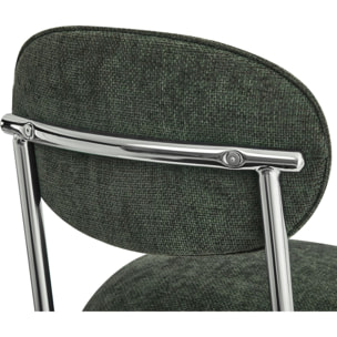 Lot de 2 tabourets de bar chromés en tissu chenille - LOU