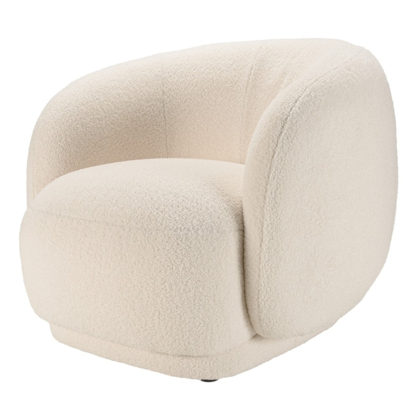 LEOPOLD - Fauteuil arrondi en tissu bouclette écru