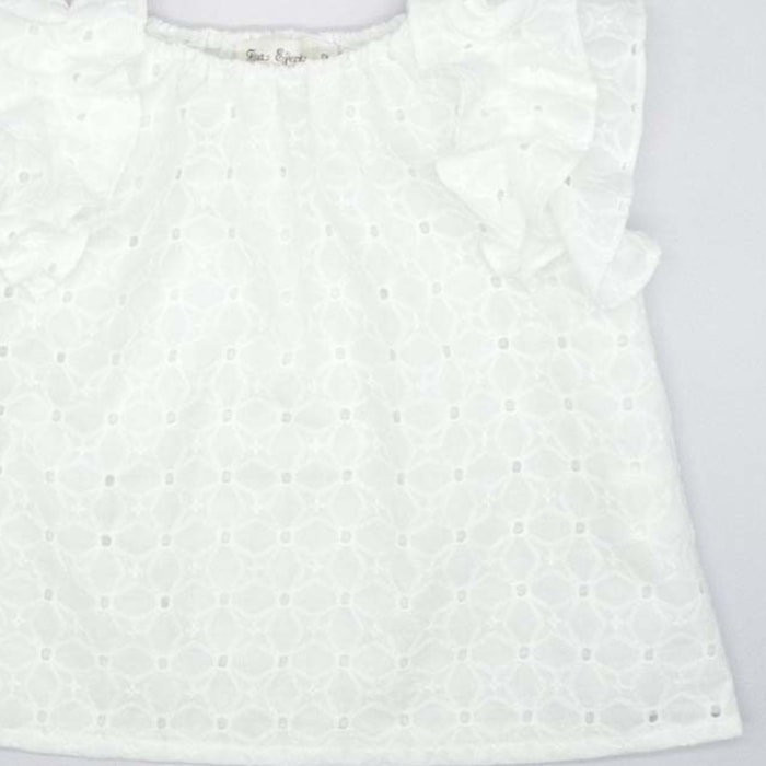 BLUSA CON VOLANTES BLANCO