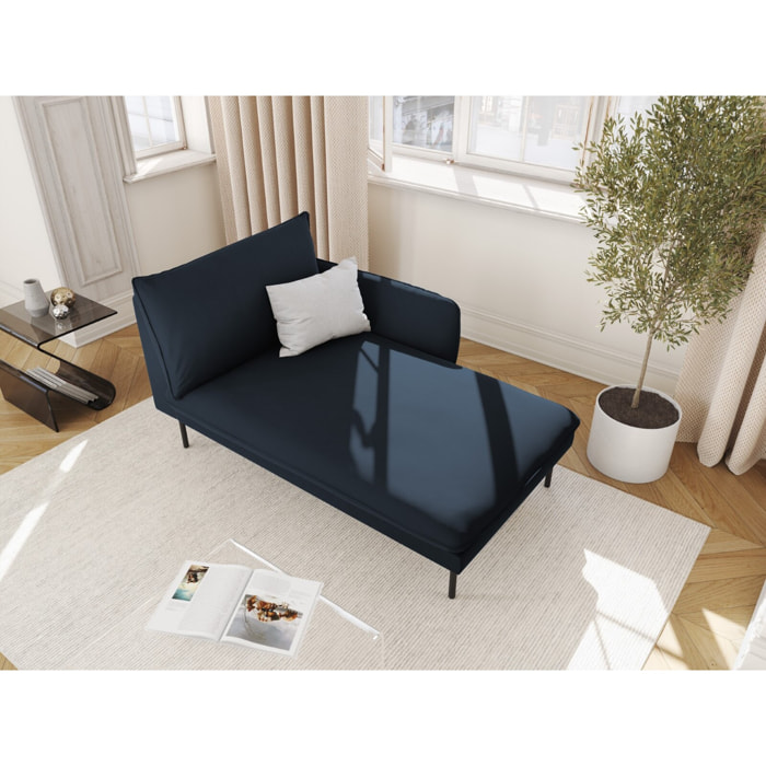 Méridienne droite "Vienna" en velours bleu foncé