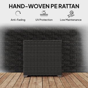 Coffre de jardin résine tressée 253L doublure zippée vérin pneumatique noir