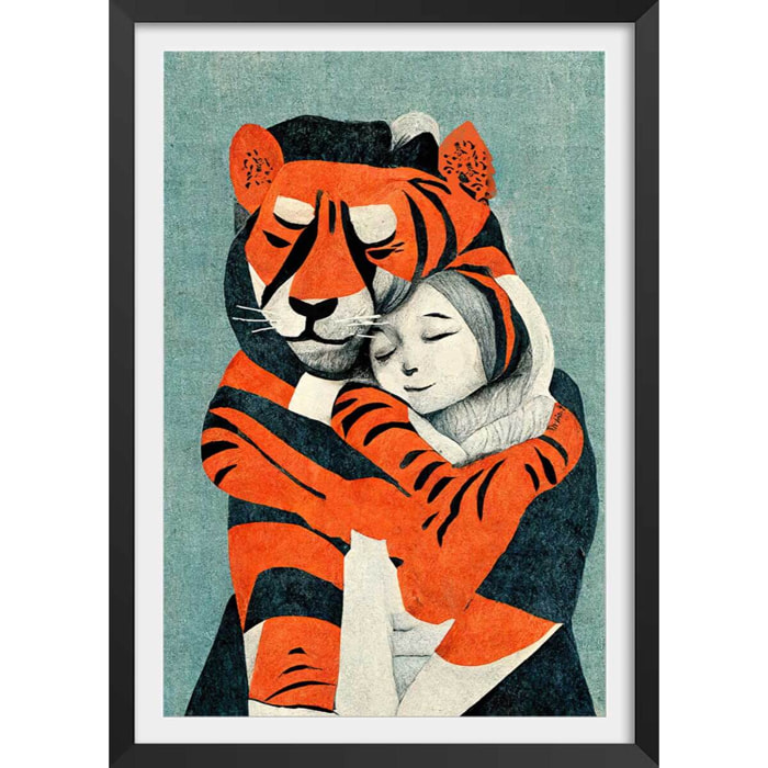 Affiche enfant mon tigre et moi  Affiche + cadre en bois - Noir