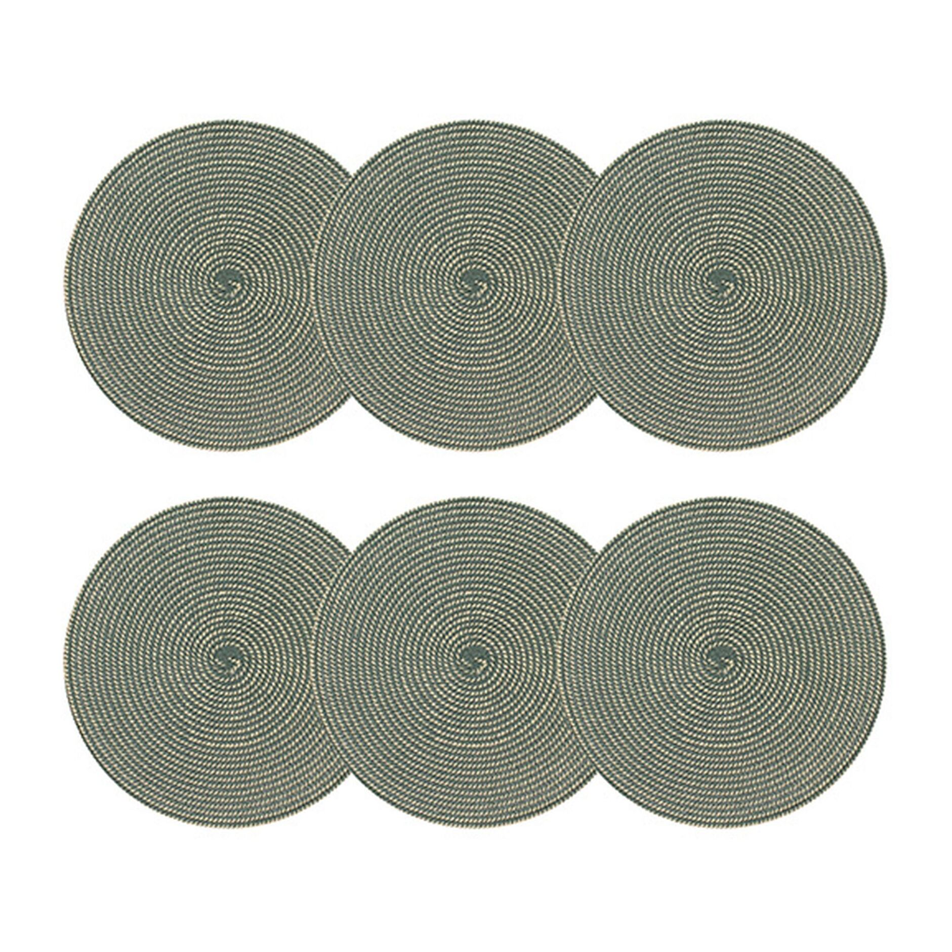 Lot de 6 sets de table rond en papier et coton vert 36cm