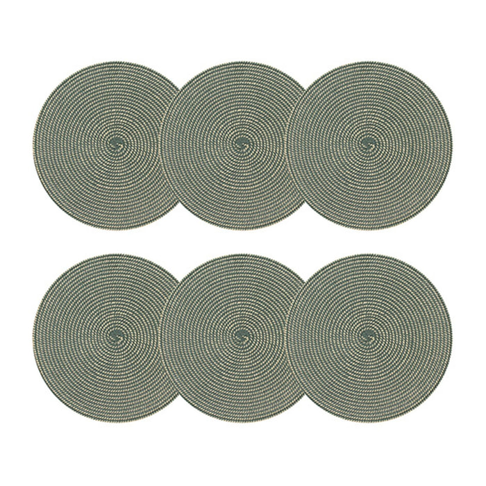 Lot de 6 sets de table rond en papier et coton vert 36cm
