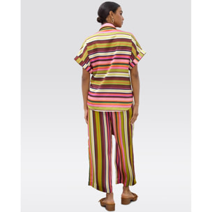 Culottes in raso con stampa multi-righe