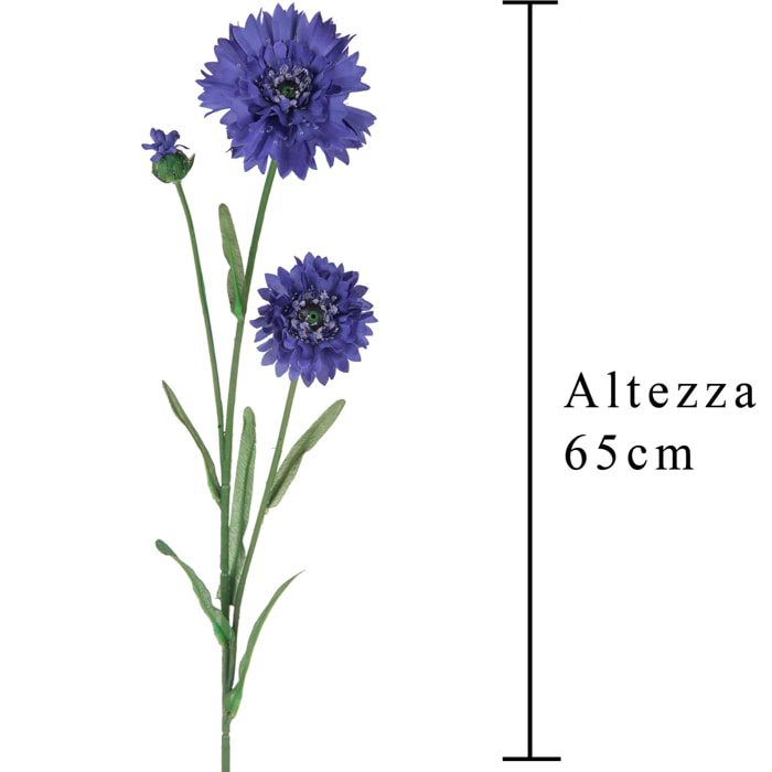 Fiordaliso Composto Da 3 Fiori. Altezza 65 Cm - Pezzi 12 - 10X65X3cm - Colore: Blu - Bianchi Dino - Fiori Artificiali