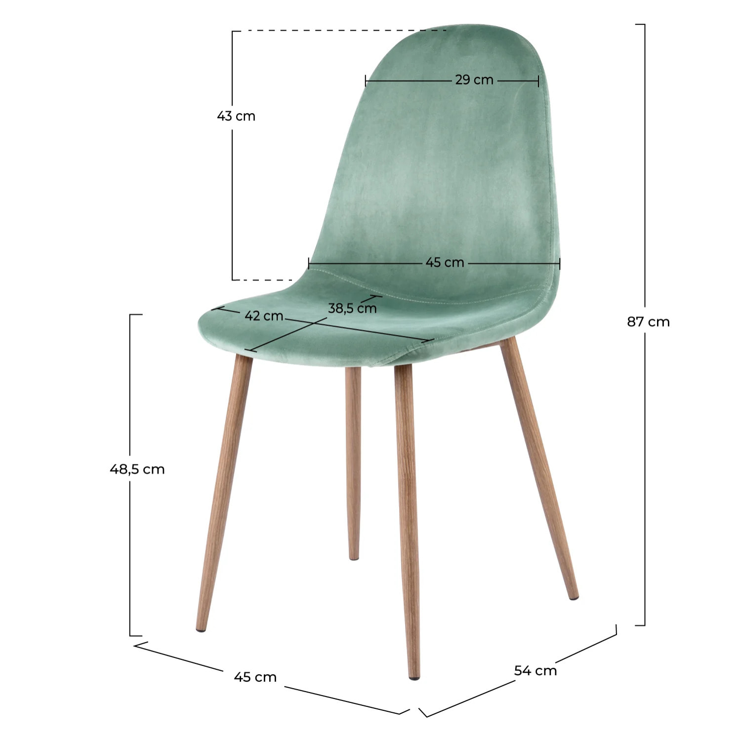 Lot de 2 chaises en velours vert d'eau - Fredrik
