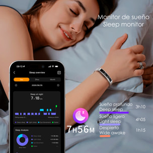 Smartband B3 con monitor intelligente della frequenza cardiaca, del sonno e modalità sport. 1 Cinturino in metallo e 1 in silicone.