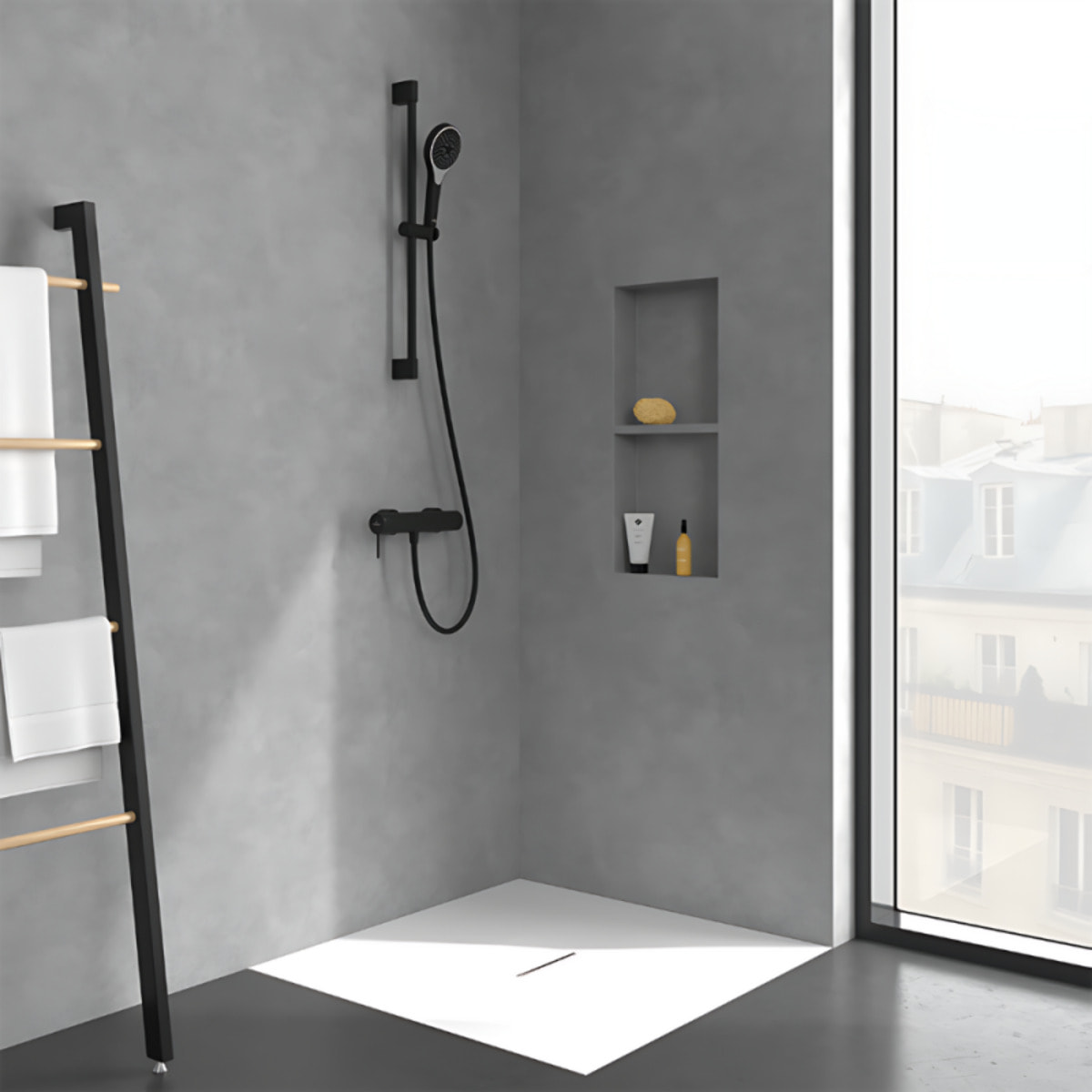 Mitigeur mécanique douche Loop & Friends+ Ensemble de doucheVerve Showers 3 jets Noir mat