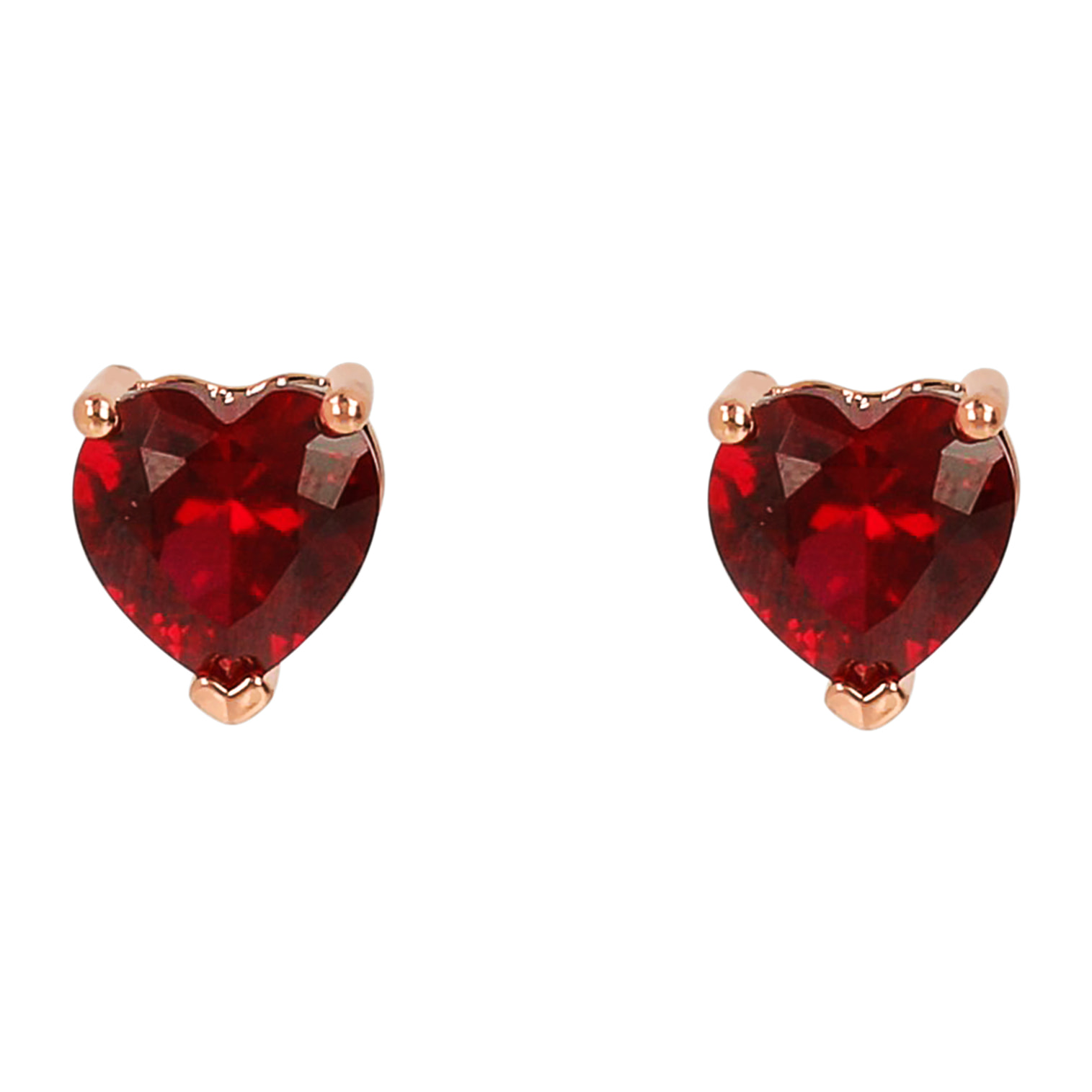 Orecchini Cuore a Lobo in Cubic Zirconia Rosse