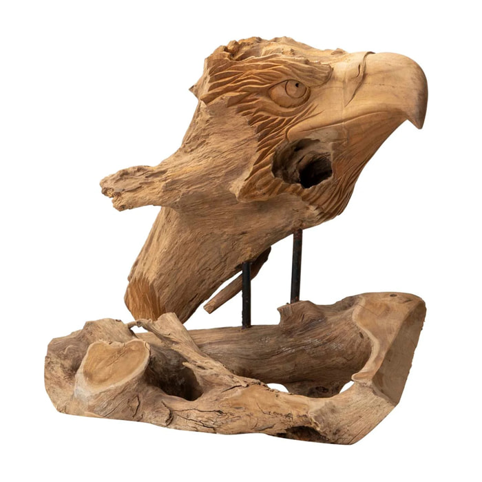 Figura Decorativa Madera Teca Aguila 40x25x30 Cm