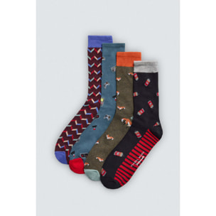 Confezione da 4 calzini anti-pressione stampati