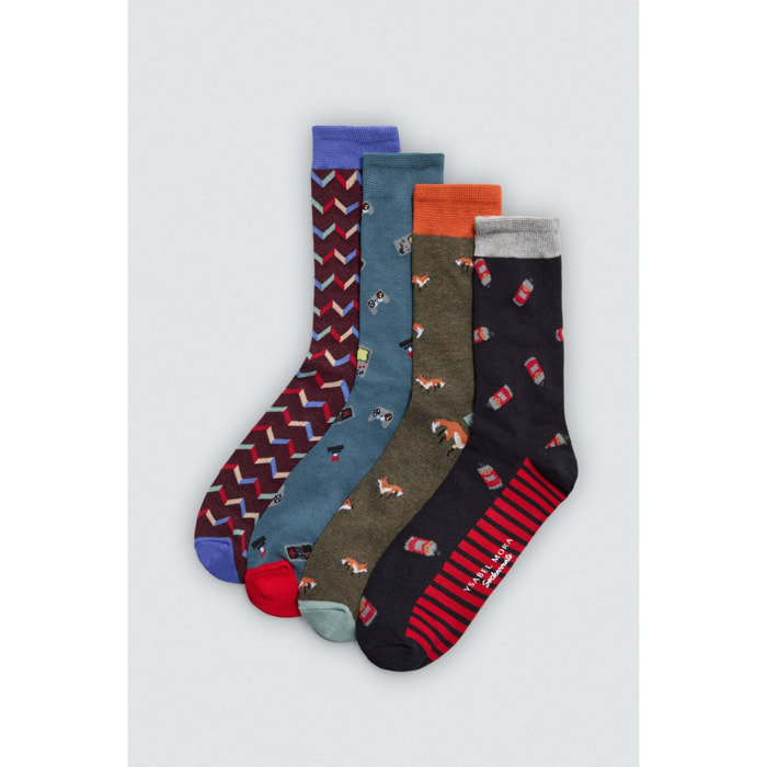 Confezione da 4 calzini anti-pressione stampati