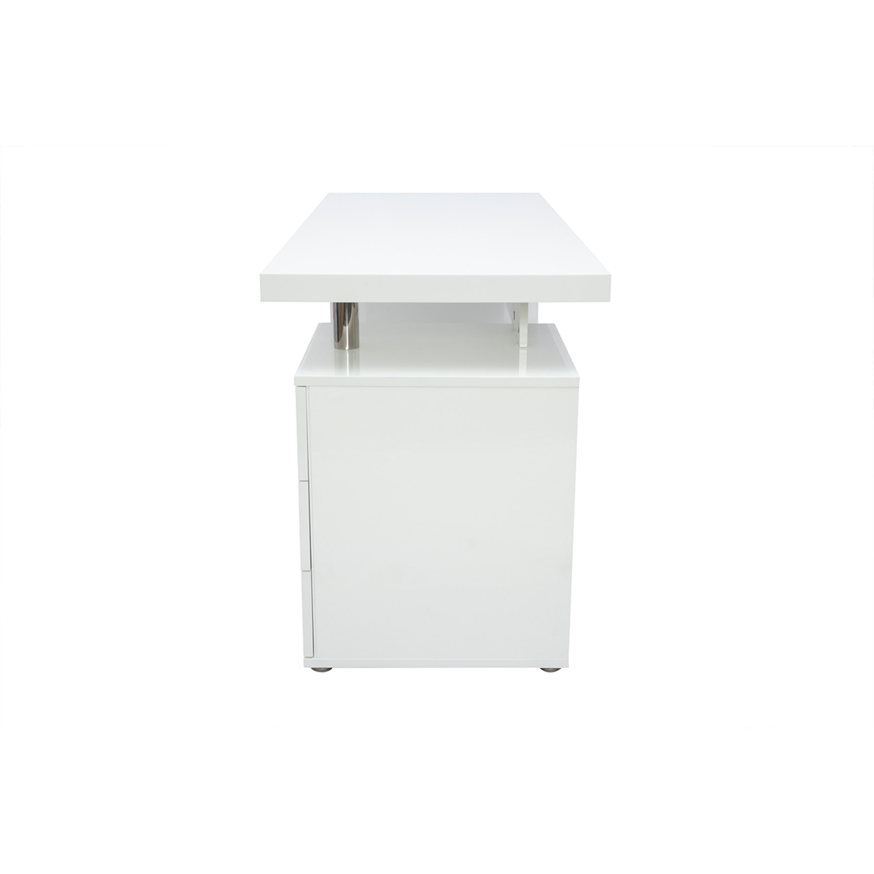 Bureau avec rangements 3 tiroirs design blanc laqué brillant L140 cm CALIX